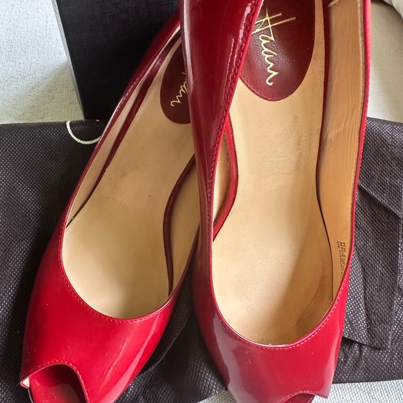 Cole Haan Women's Red Peep Toe Pumps - Picture 4 of 14